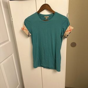 Burberry Brit check short sleeve t-shirt top green color size small